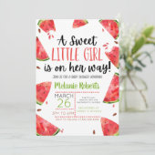 Eine süße Kleine Girl Watermelon Thema Einladung (Stehend Vorderseite)