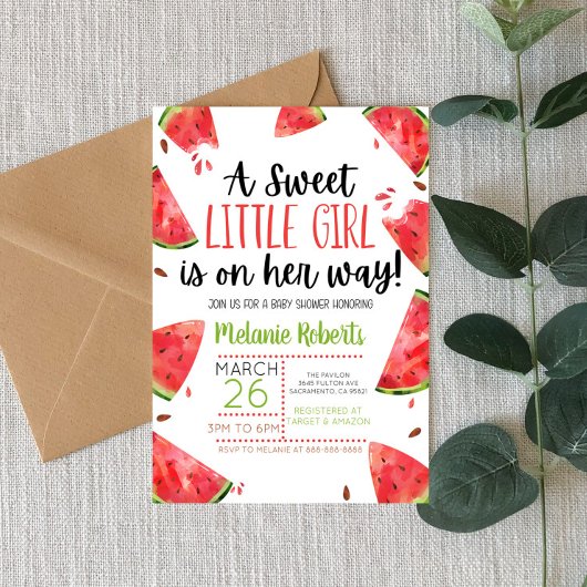 Eine süße Kleine Girl Watermelon Thema Einladung