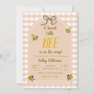 Eine süße kleine Honey Bee Gingham Baby Dusche Einladung