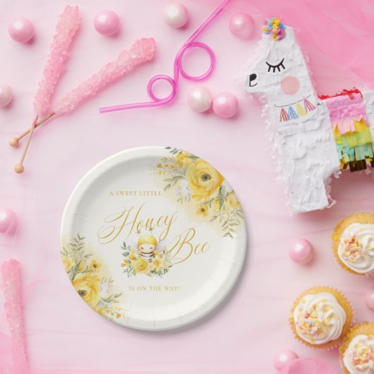 Eine süße kleine Honigbienendusche Pappteller (Party)