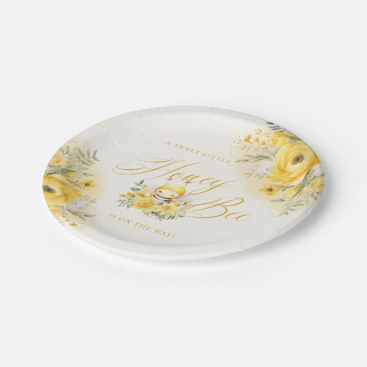 Eine süße kleine Honigbienendusche Pappteller (Schrägansicht)