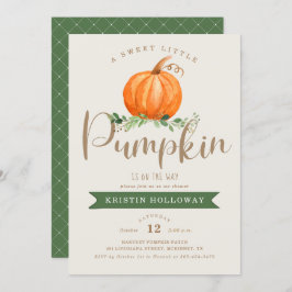 Eine süße kleine Kürbis ist auf dem Weg zur Babydu Einladung