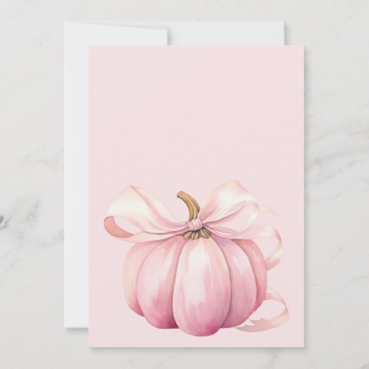 Eine süße kleine Kürbis Niedlich Pink Baby Dusche Einladung (Rückseite)