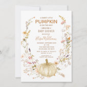 Eine süße kleine Kürbis- und Wildblume-Kinderdusch Einladung (Vorderseite)