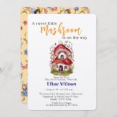 Eine süße, kleine Mashroom-Fee ist unterwegs Einladung (Vorne/Hinten)