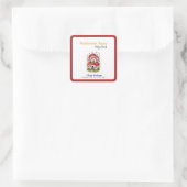 Eine süße, kleine Mashroom-Fee ist unterwegs Quadratischer Aufkleber (Tasche)