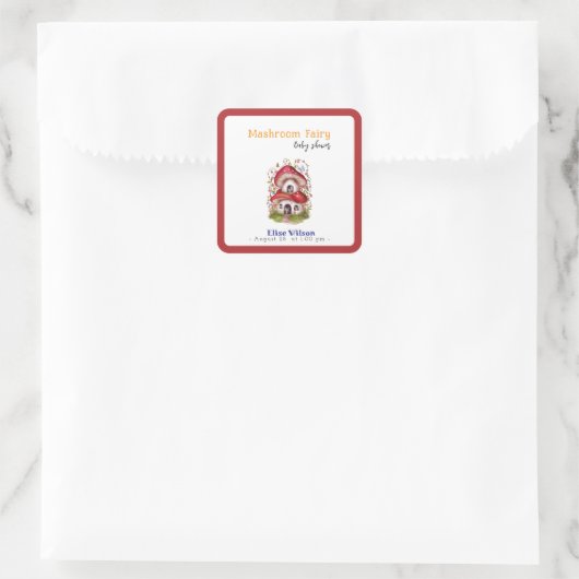 Eine süße, kleine Mashroom-Fee ist unterwegs Quadratischer Aufkleber (Tasche)