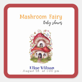 Eine süße, kleine Mashroom-Fee ist unterwegs Quadratischer Aufkleber