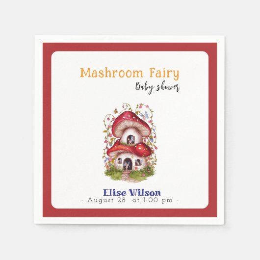 Eine süße, kleine Mashroom-Fee ist unterwegs Serviette (Vorderseite)