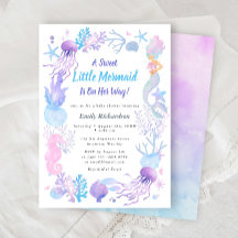 Eine süße kleine Meerjungfrau Pastel Baby Dusche