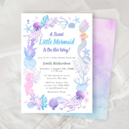 Eine süße kleine Meerjungfrau Pastel Baby Dusche Einladung