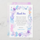 Eine süße kleine Meerjungfrau Pastel Girl Babydusc Dankeskarte (Vorne/Hinten)