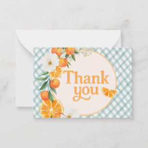 Eine süße kleine Orange Baby Shower Dankeschön Mitteilungskarte