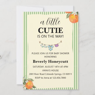 Eine süße kleine orange Baby Shower Einladung