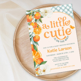 Eine süße kleine Orange Baby Shower Einladung