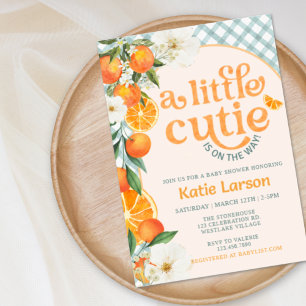 Eine süße kleine orange Baby Shower Einladung