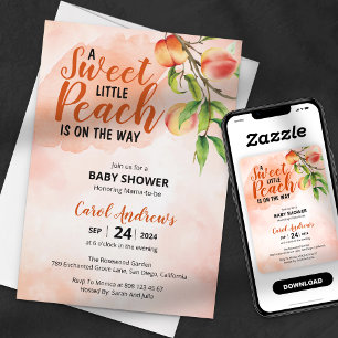 Eine süße kleine Pfirsich-Aquarell-Baby-Party Einladung