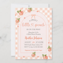 Eine süße kleine Pfirsich-Gingham-Baby-Party