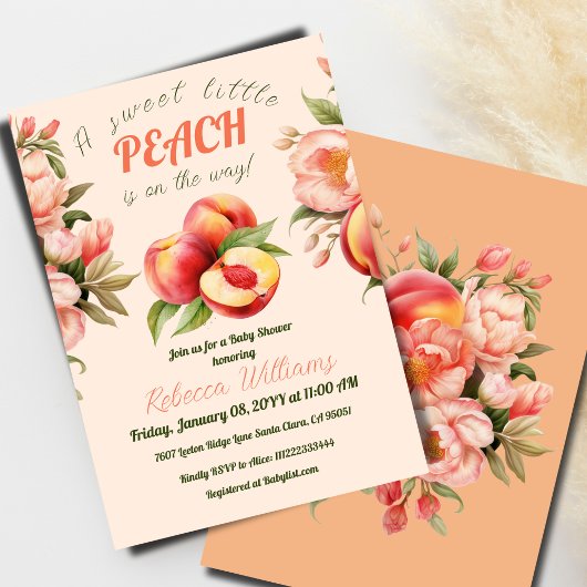 Eine süße kleine Pfirsichblütendusche Einladung