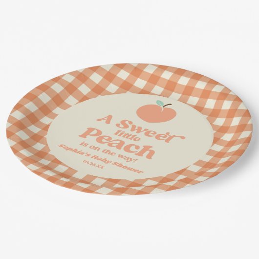 Eine süße kleine Pfirsichfrucht Rosa Orangen Babyd Pappteller (Schrägansicht)