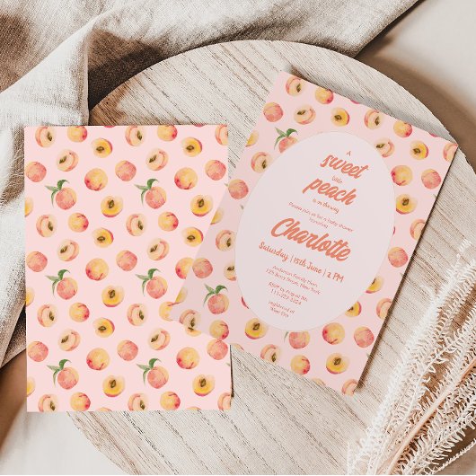 Eine süße kleine Pfirsichpastel Kinderdusche - Ein Einladung