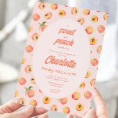 Eine süße kleine Pfirsichpastel Kinderdusche - Ein Einladung