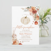 Eine süße kleine Pumpkin Boho Floral Baby Dusche Einladung (Stehend Vorderseite)