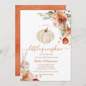 Eine süße kleine Pumpkin Boho Floral Baby Dusche Einladung (Vorne/Hinten)