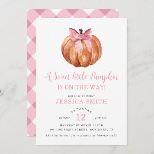 Eine süße Kleine Pumpkin Girl-Kinderdusche Einladu Einladung (Vorne/Hinten)
