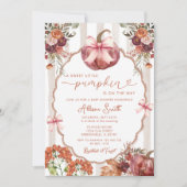Eine süße Kleine Pumpkin Marsala Bow Babydusche Einladung (Vorderseite)