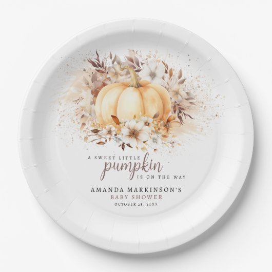 Eine süße, kleine Pumpkin-Neutral-Babydusche Pappteller (Vorderseite)