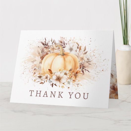 Eine süße, kleine Pumpkin-neutrale Babydusche, die Dankeskarte (Vorderseite)