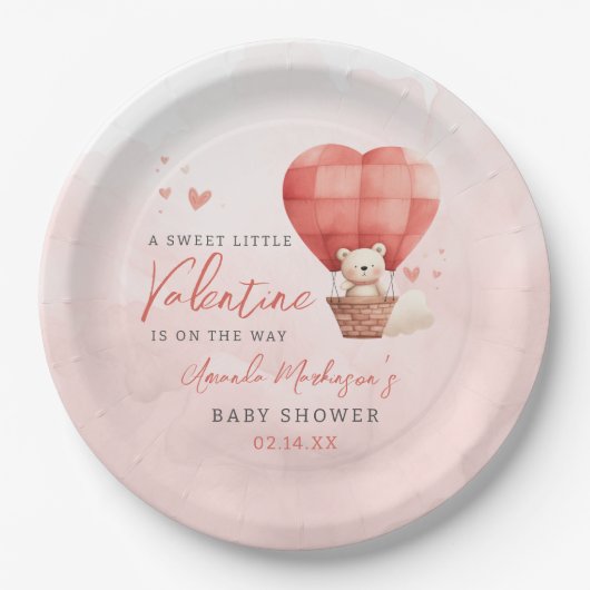 Eine süße Kleine Valentine ist auf dem Weg Baby Du Pappteller (Vorderseite)