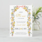 Eine süße kleine Zitrone Baby Dusche Einladung (Stehend Vorderseite)