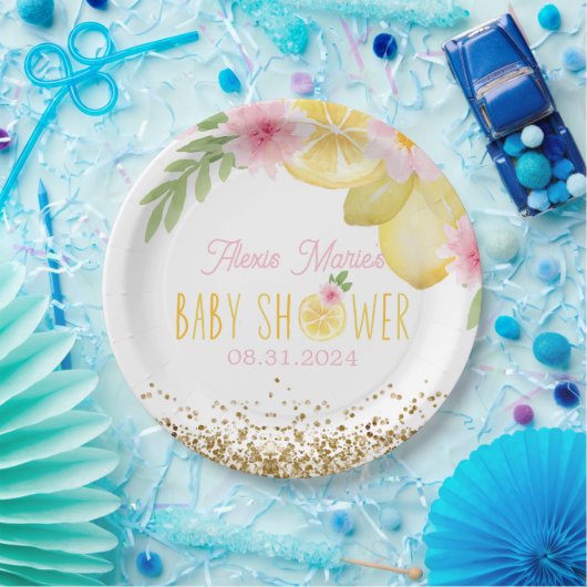 Eine süße kleine Zitronendusche Pappteller (Party)