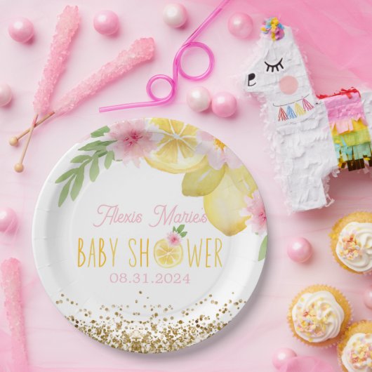 Eine süße kleine Zitronendusche Pappteller (Party)