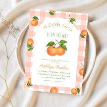 Eine süße kleine Zitrus-Rosa-Baby-Party-Einladung