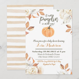 Eine süße Kürbis ist auf dem Weg Baby Shower Einla Einladung