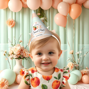 Eine süße Pfirsich Erste Geburtstag Wasserfarbe St Partyhütchen
