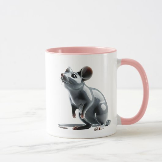 Eine süße Porzellanmaus mit Reflektion. Tasse (Rechts)