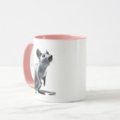 Eine süße Porzellanmaus mit Reflektion. Tasse (Vorderseite Links)