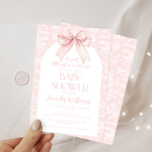Eine süße rosa Schleife Boho Coquette Baby Girl Sh Einladung