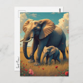 Eine süße Sentimental-Mama und ein Baby-Elefant Postkarte (Vorne/Hinten)