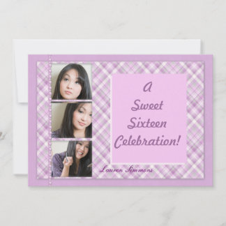 Eine süße Sweet-Sixteen-Feier Karo-Party Einladung