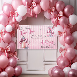 Eine süße Tini-One-Pink-Coquette-Girl-Babydusche Banner