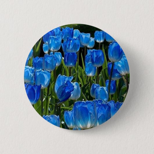 Eine süße und elegante blaue Blumenbrosche Button (Vorderseite)