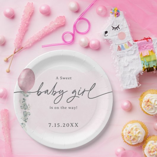 Eine Sweet Baby Girl Babydusche Pappteller (Party)