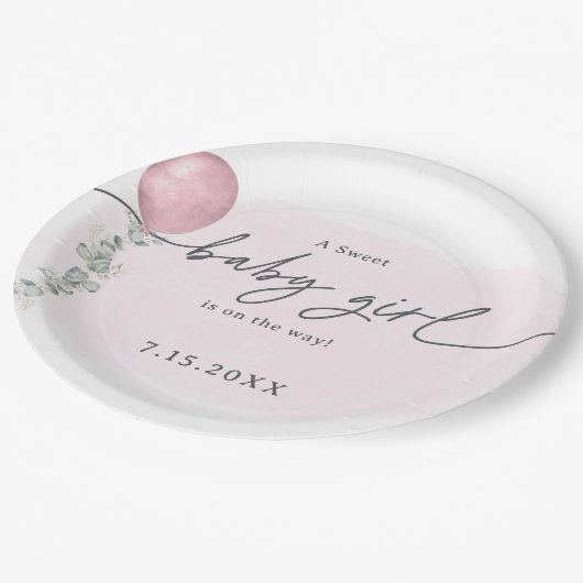 Eine Sweet Baby Girl Babydusche Pappteller (Schrägansicht)