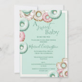 Eine Sweet Baby Green Donuts Aquarell Babydusche Einladung (Vorderseite)
