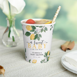 Eine Sweet Baby Watercolor Lemon Babydusche Pappbecher